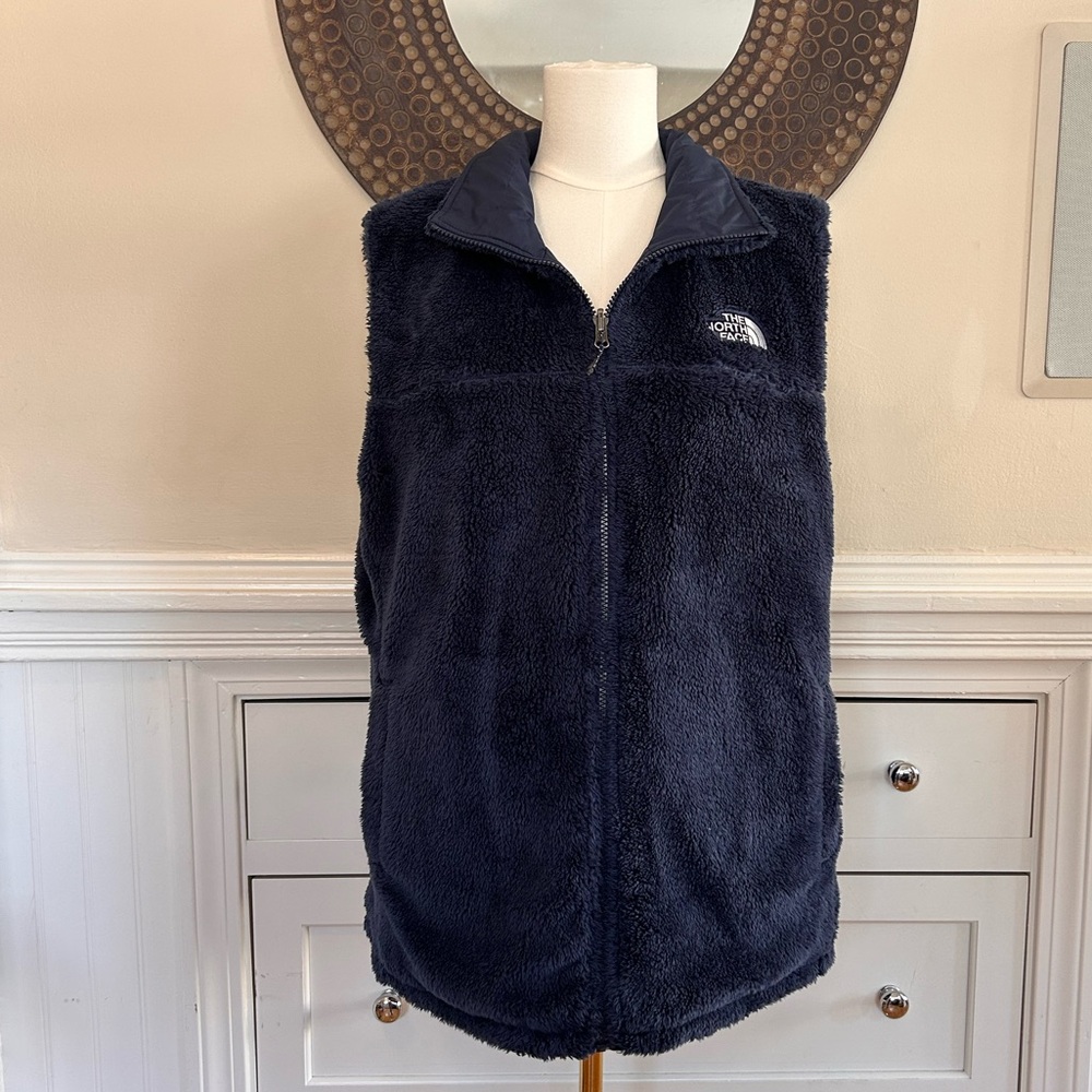 North Face Women’s Mossbud Insulated Fleece Reversible Vest Navy Blue XL - Picture 5 of 7